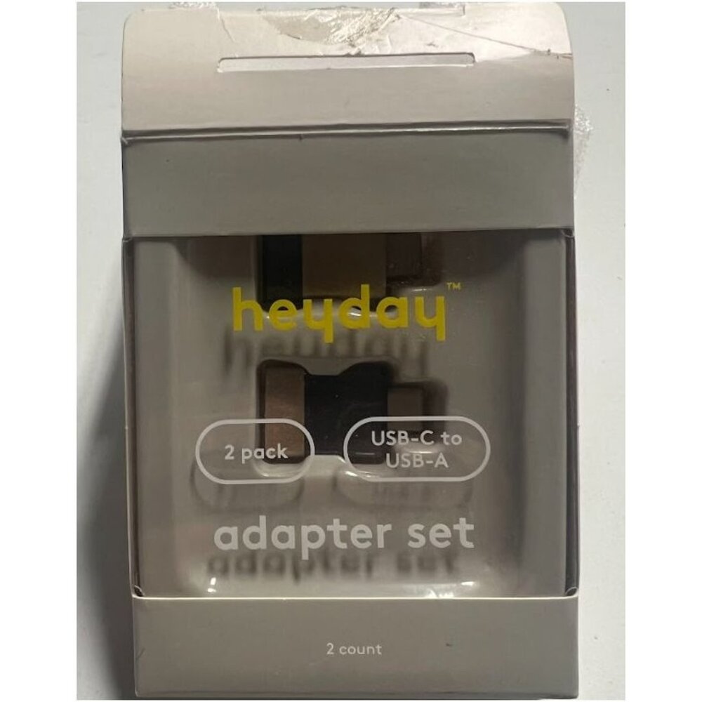 heyday 2‑Pack USB‑A to USB‑C Adapters (Black/Gold)